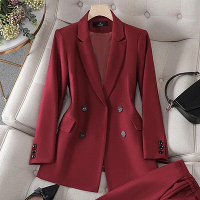 Dvodijelni ženski komplet odijela Jesen Zima Narančasti crni ženski prugasti sakoi s hlačama Uredski ženski formalni set poslovnih odijela