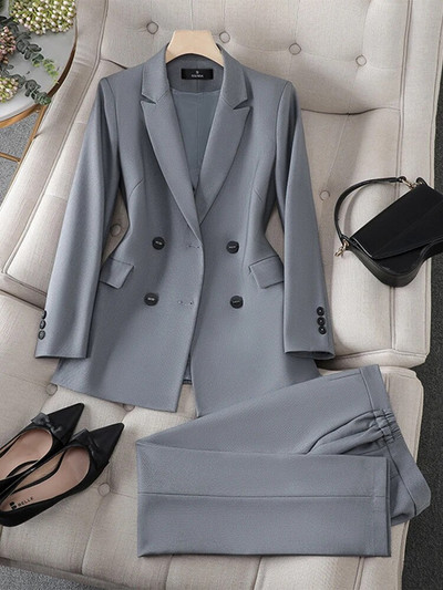 Dvodijelni ženski komplet odijela Jesen Zima Narančasti crni ženski prugasti sakoi s hlačama Uredski ženski formalni set poslovnih odijela