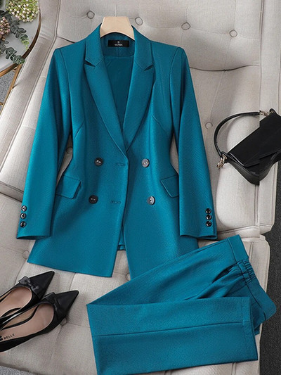 Dvodijelni ženski komplet odijela Jesen Zima Narančasti crni ženski prugasti sakoi s hlačama Uredski ženski formalni set poslovnih odijela