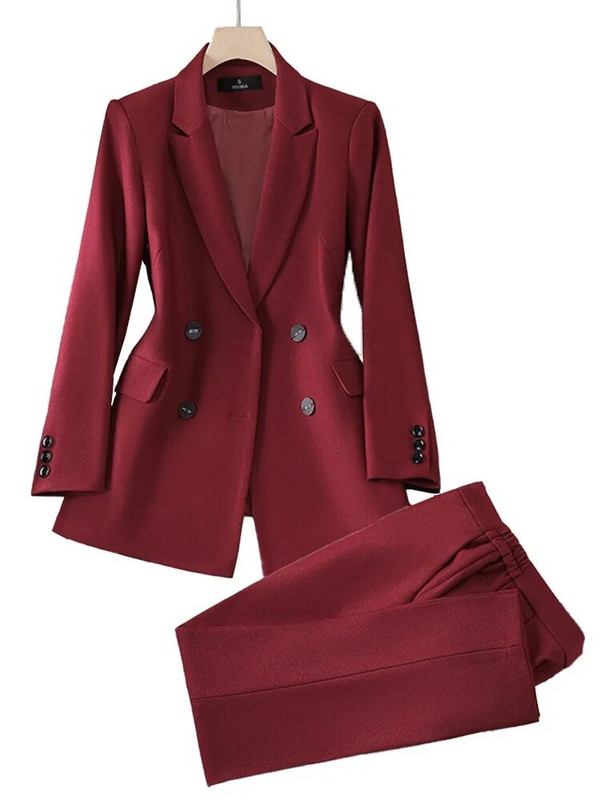 Dvodijelni ženski komplet odijela Jesen Zima Narančasti crni ženski prugasti sakoi s hlačama Uredski ženski formalni set poslovnih odijela
