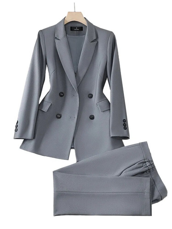 Dvodijelni ženski komplet odijela Jesen Zima Narančasti crni ženski prugasti sakoi s hlačama Uredski ženski formalni set poslovnih odijela