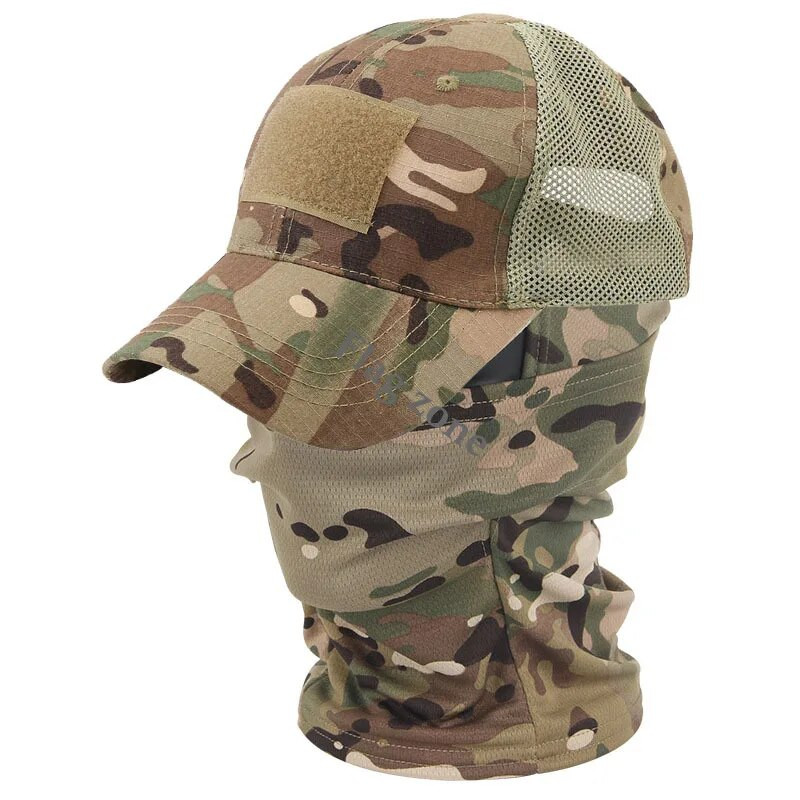 Taktička bejzbol kapa Muškarci Žene Ljetni Snapback Šeširi za sunčanje Vanjski Lov Kampiranje Airsoft Šal Vojna kapuljača Balaclava Maska za lice