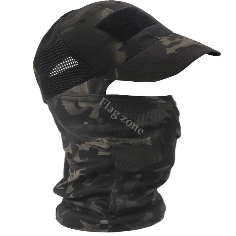 Taktička bejzbol kapa Muškarci Žene Ljetni Snapback Šeširi za sunčanje Vanjski Lov Kampiranje Airsoft Šal Vojna kapuljača Balaclava Maska za lice