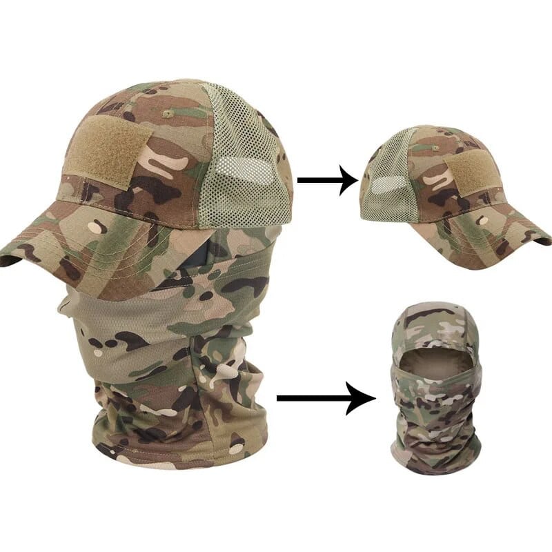 Taktička bejzbol kapa Muškarci Žene Ljetni Snapback Šeširi za sunčanje Vanjski Lov Kampiranje Airsoft Šal Vojna kapuljača Balaclava Maska za lice