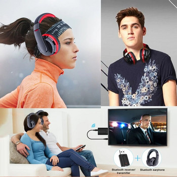 Free Drive Безжични слушалки и за телевизор Компютър PC Лаптоп Геймър Bluetooth LCD дисплей Предавател Музикален Шлем може да избира песен