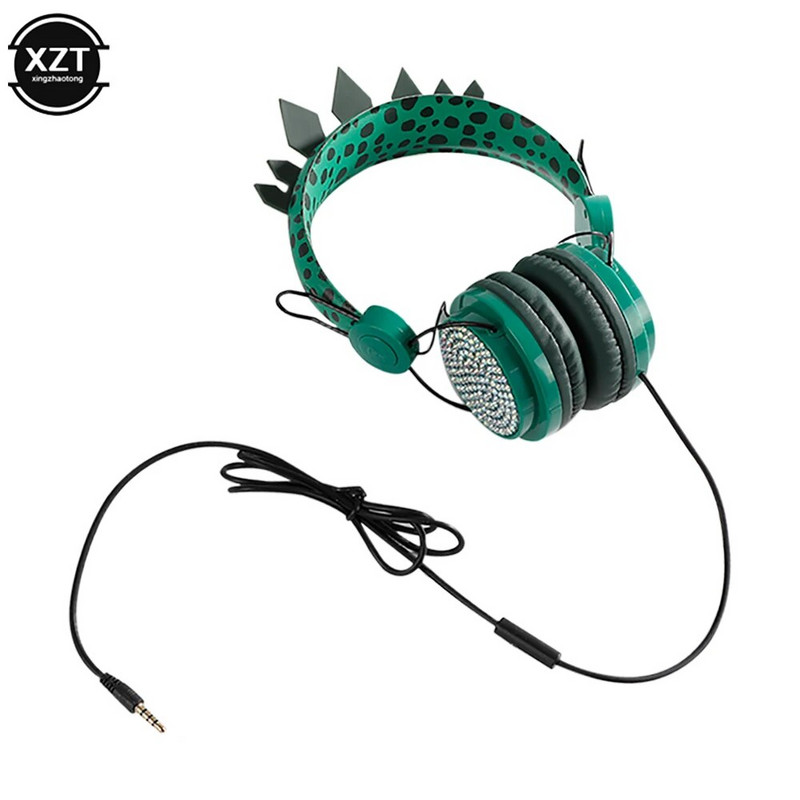 Dinosaur Žičane slušalice s mikrofonom Dječak Sin Glazba Stereo Slušalice Računalo Mobilni Telefon Igrač Laptop Slušalice Poklon za djecu