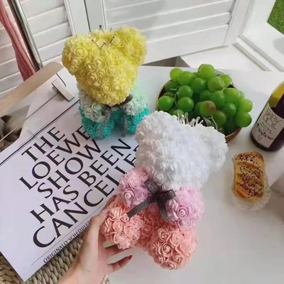 Umjetno cvijeće 25 cm Ruža Medvjed Djevojka Godišnjica Božić Valentinovo Rođendanski poklon za majku