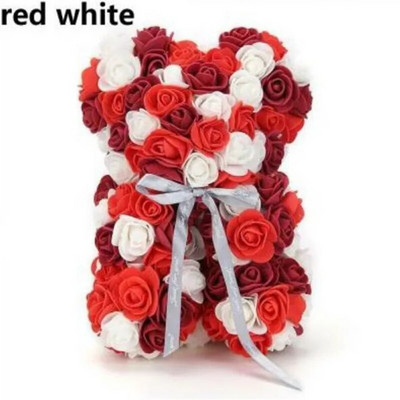 Umjetno cvijeće 25 cm Ruža Medvjed Djevojka Godišnjica Božić Valentinovo Rođendanski poklon za majku