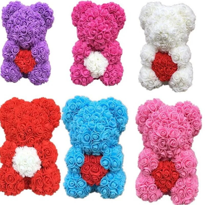 Umjetno cvijeće 25 cm Ruža Medvjed Djevojka Godišnjica Božić Valentinovo Rođendanski poklon za majku