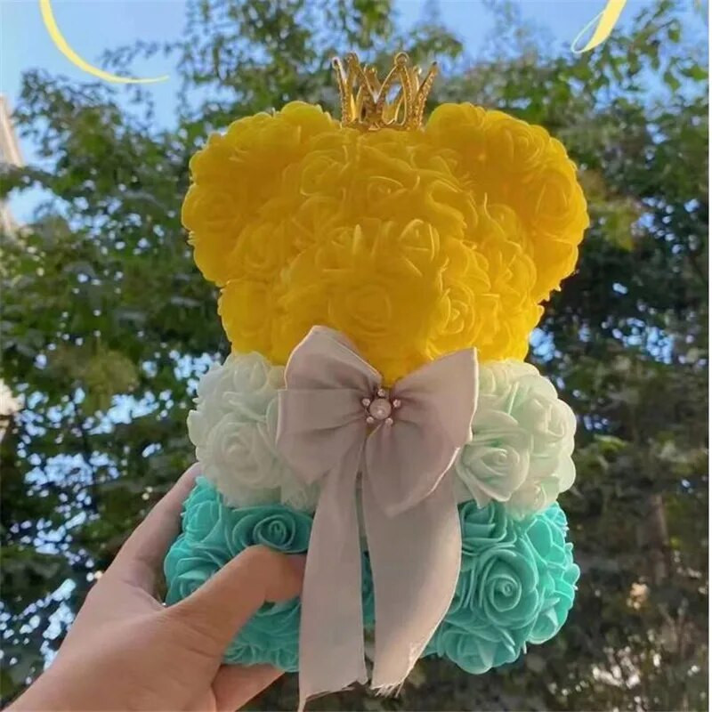 Umjetno cvijeće 25 cm Ruža Medvjed Djevojka Godišnjica Božić Valentinovo Rođendanski poklon za majku