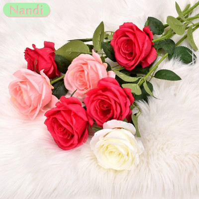 3-5 τμχ 10x51 εκ. Faux Rose Flower Silk Long Branch Bouquet Τραπέζι Γάμου Σπίτι Δωμάτιο Κεντρικό Αξεσουάρ στεφάνι ψεύτικο φυτό