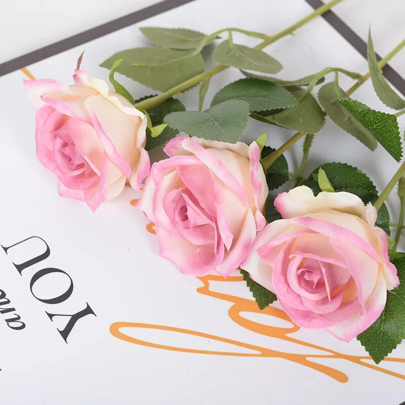 3-5gab 10x51cm mākslīgo rožu ziedu zīda garu zaru pušķis kāzu mājas istabas galda centrāle viltotu augu vainagu aksesuāri