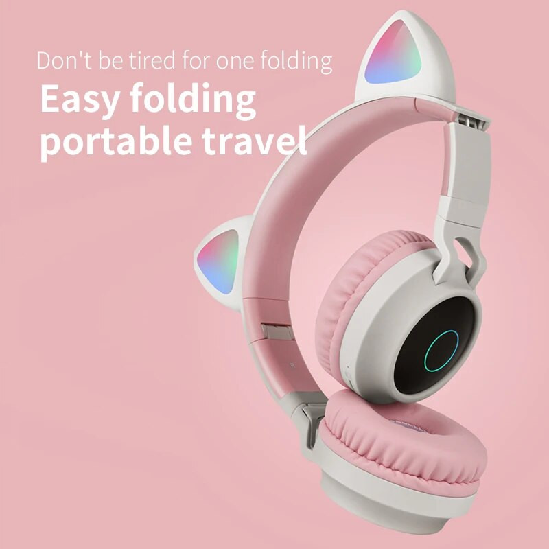 Bluetooth slušalice sa slatkim mačjim ušima, prijenosne i sklopive slušalice za prijenosno računalo, mobilni telefon