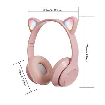 Ασύρματα ακουστικά Bluetooth Ακουστικά Cat Ear Girl Ακουστικά Player Ακουστικά παιχνιδιών υπολογιστή με μικρόφωνο Ακουστικά μουσικής