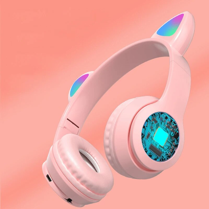 „Bluetooth“ belaidės laisvų rankų įrangos ausinės katės ausis mergaitėms ausinės grotuvas Kompiuterinių žaidimų ausinės su mikrofonu, muzikos ausinės