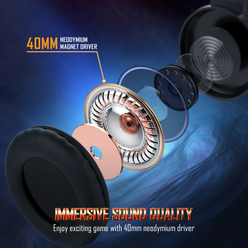 Spēļu austiņas Stereo Surround Bass Vadu austiņas Austiņas ar Mikrofonu RGB Light datoram PC PS4 PS5 XBox Gamer