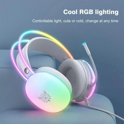 RYRA X25 austiņas RGB LED gaismas dizaina spēļu austiņas telpiskās datora vadu austiņas datora spēlētājiem trokšņu slāpēšana ar mikrofonu