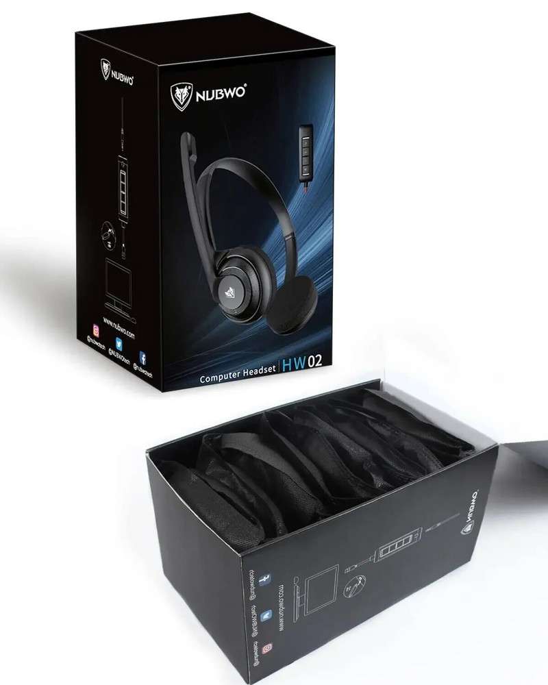 NUBWO HW02 USB računalne slušalice s jasnim mikrofonom za razgovor, žičane slušalice na uho za MS timove, Skype, webinare, pozivni centar i više