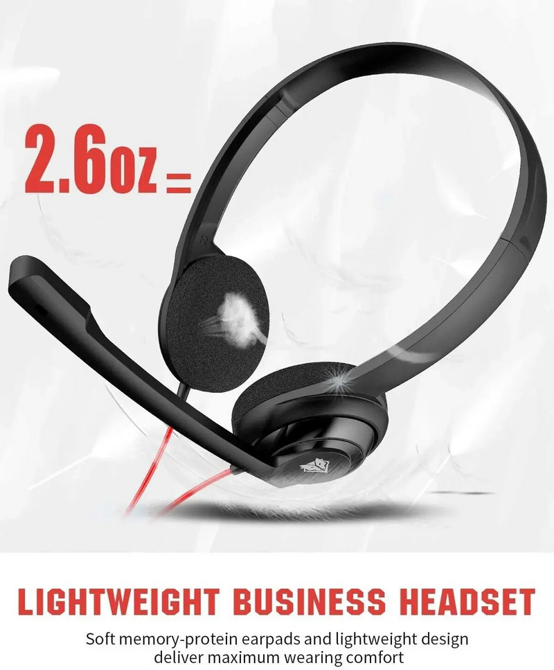 NUBWO HW02 USB računalne slušalice s jasnim mikrofonom za razgovor, žičane slušalice na uho za MS timove, Skype, webinare, pozivni centar i više