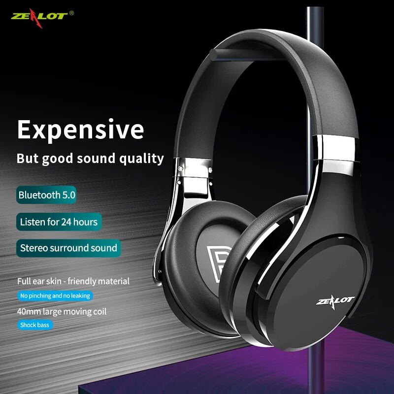 Bezvadu austiņas ZEALOT B21 Bluetooth salokāmas bass ar mikrofonu Stereo bass austiņas datoram IOS Xiaomi Phone