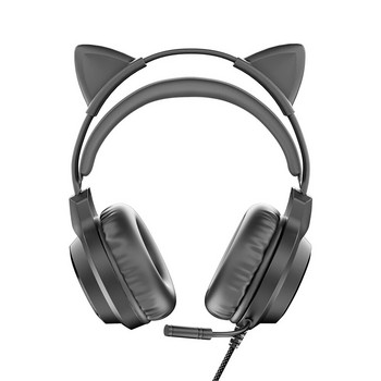 3,5 мм USB кабелна контролирана слушалка Dragon Eyes Luminous Gaming Cute Cat Ear Headworn Компютърни слушалки с микрофон за компютърен лаптоп