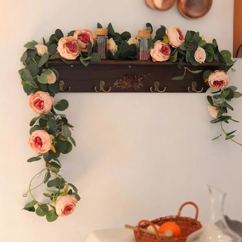 PARTY JOY Fake Peony Rose Vines Τεχνητά Λουλούδια Γιρλάντα Vintage Ευκάλυπτος Κρεμαστό Φυτό για Διακόσμηση πάρτι γαμήλιας πόρτας