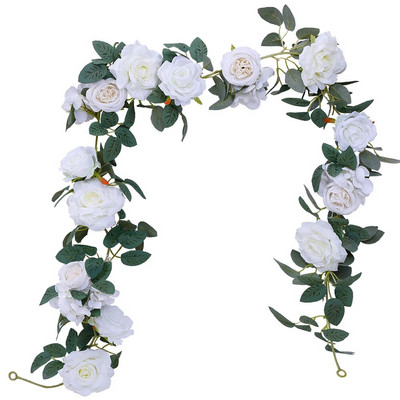 ZABAVA VESELJA Lažni božuri Ruže Vinova loza Umjetno cvijeće Girlande Vintage Viseća biljka eukaliptusa za svadbeni luk Dekoracija vrata za zabavu