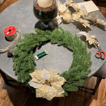 1συσκευασία Χριστουγεννιάτικα κλαδιά με βελόνα από ψεύτικα φυτά Διακοσμητικά χριστουγεννιάτικων δέντρων για το σπίτι DIY Κουτί δώρου στεφάνι Λουλούδια γάμου