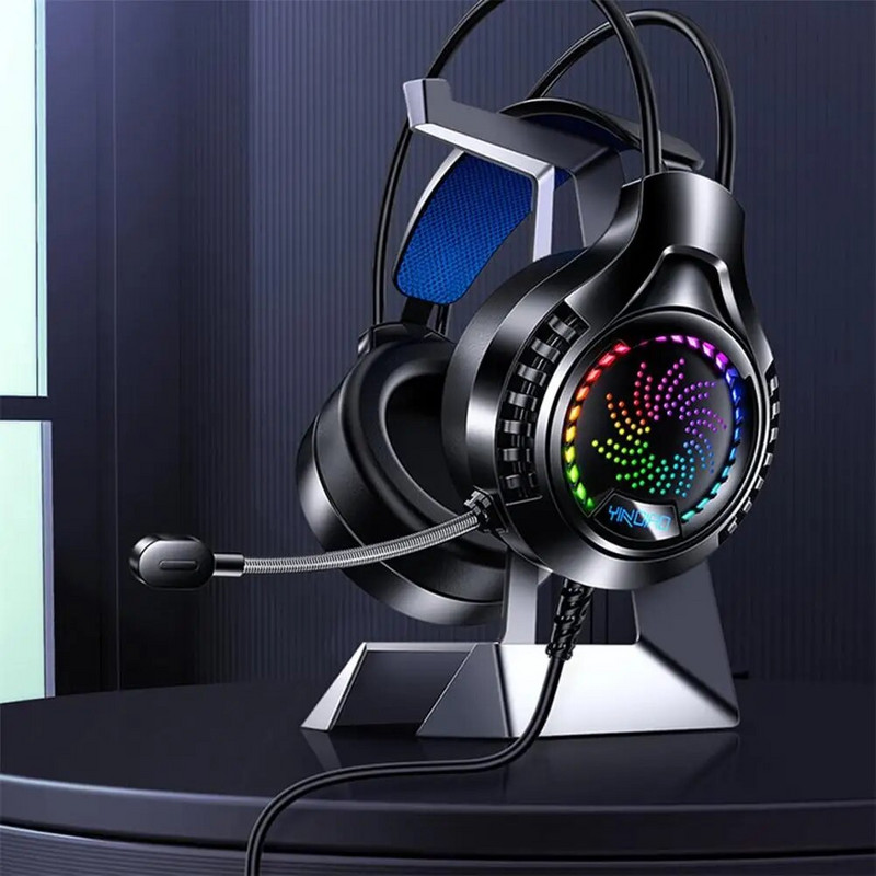 Računalne slušalice s mikrofonom 7.1 kanalne svjetleće USB igraće stereo glazbene slušalice slušalice s poništavanjem buke Dual 3.5 mm USB punjenje