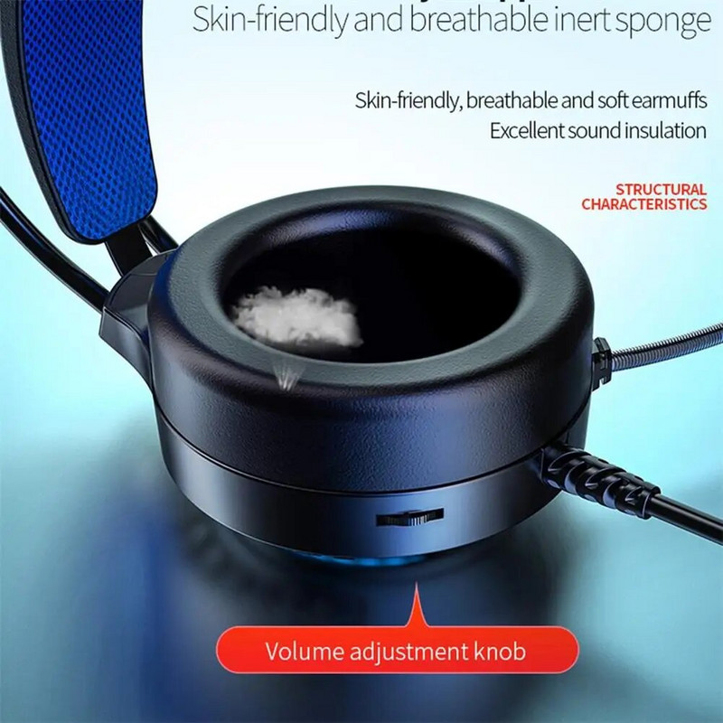 Računalne slušalice s mikrofonom 7.1 kanalne svjetleće USB igraće stereo glazbene slušalice slušalice s poništavanjem buke Dual 3.5 mm USB punjenje