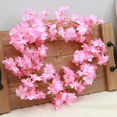 180 CM Mākslīgā Sakura Ziedu Vīnogulāju Kāzu Arka Mājas Ziemassvētku balle Kamīna Dekorācija Zīda ķiršu ziedu vītne pie sienas