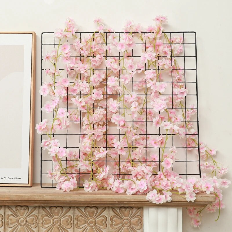 180 CM Mākslīgā Sakura Ziedu Vīnogulāju Kāzu Arka Mājas Ziemassvētku balle Kamīna Dekorācija Zīda ķiršu ziedu vītne pie sienas