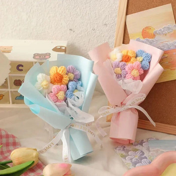 Мини плетени цветя Ръчно изработени цветни букети Сватбен подарък за гости Цветни изкуствени цветя Подарък за деня на учителя Флорес