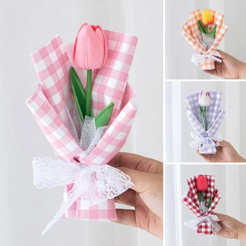 Мини плетени цветя Ръчно изработени цветни букети Сватбен подарък за гости Цветни изкуствени цветя Подарък за деня на учителя Флорес
