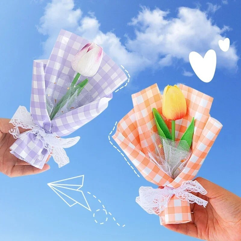 Mini tamborēti ziedi ar rokām darināti ziedu pušķi Kāzu dāvana viesiem Krāsaini mākslīgie ziedi Skolotāju dienas dāvana Flores