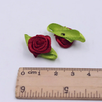 50τμχ Μίνι Σατέν Κορδέλα Λουλούδια Μεταξωτό Τριαντάφυλλο Κεφαλή Κορδέλα DIY Φιόγκος Γάμου Απλικέ Χειροτεχνία Ραπτική Αξεσουάρ Ρούχων Διακοσμήσεις