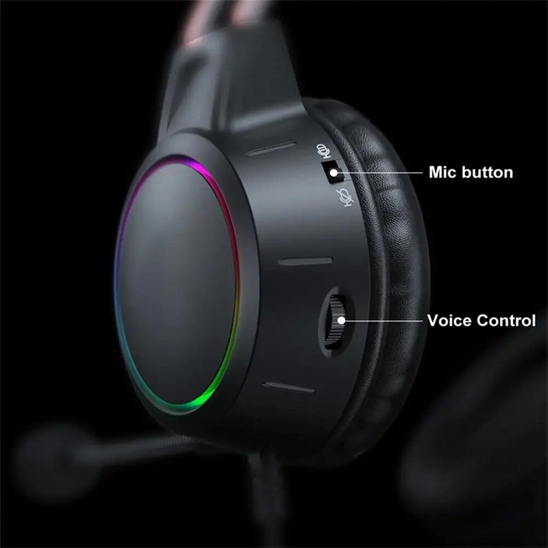 Paredzēts ONIKUMA X15 Pro vadu austiņām ar RGB galviņu HD elastīgu mikrofonu 3,5 mm austiņām spēļu austiņām Gamer datoram