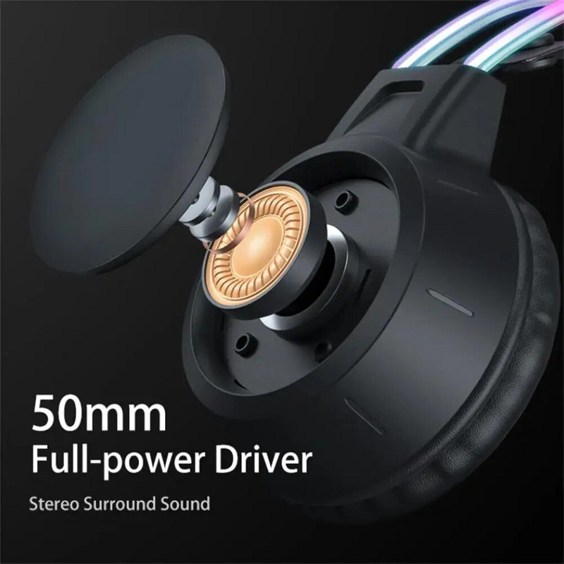 Paredzēts ONIKUMA X15 Pro vadu austiņām ar RGB galviņu HD elastīgu mikrofonu 3,5 mm austiņām spēļu austiņām Gamer datoram