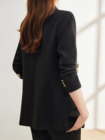 Circyy Office Wear Γυναικεία Φθινοπωρινά 2023 Φθινοπωρινά κοστούμια χακί παντελόνι με διπλό στήθος, μακρυμάνικο μπλέιζερ + ψηλόμεσο παντελόνι