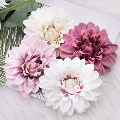 20 τμχ Dahlia Artificial Silk High Quality Flowers Heads for Wedding DYY Rose DIY Wreath Scrapbooking Craft Fake Flower