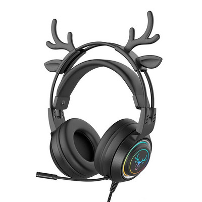 Deer Ears spēļu austiņas Gamer ar mikrofona austiņām datoram ar RGB gaismu datoram PS4/5 XBOX klēpjdatoram