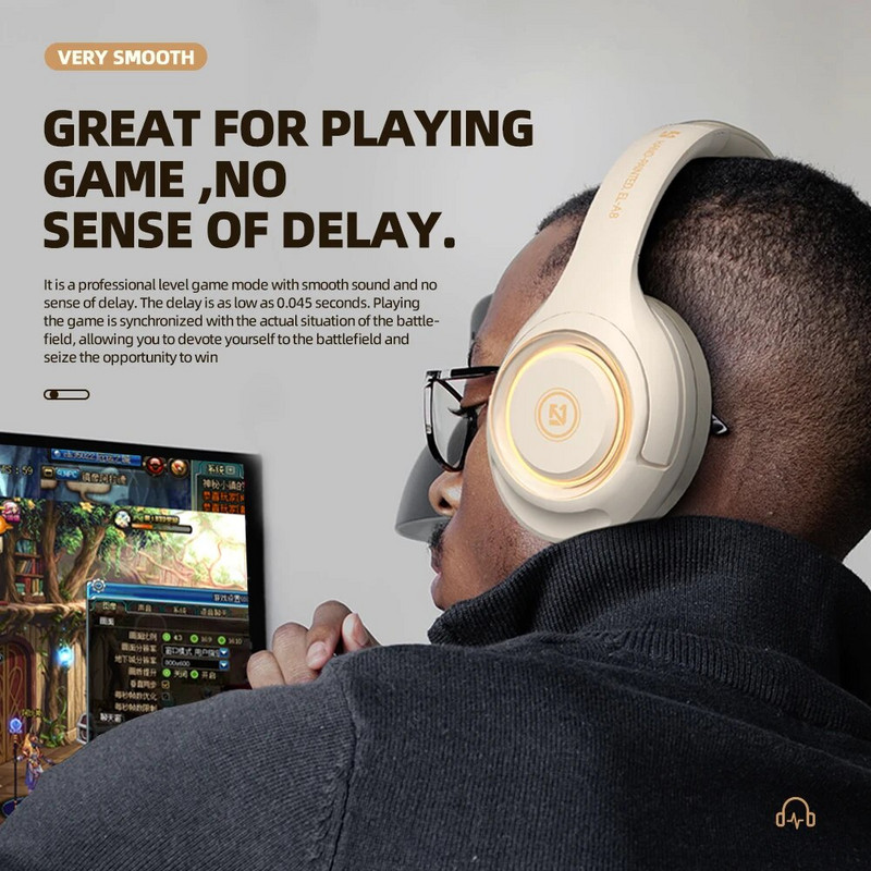 2023 Gaming Bluetooth slušalice preko uha za PC Računalne igre Bas Stereo slušalice s mikrofonom LED svjetlo