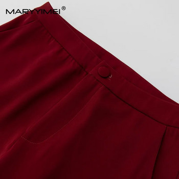 MARYYIMEI Runway High Street Fashion Designer Γυναικεία παγιέτα Κόκκινο σακάκι + Ψηλόμεσο Παντελόνι με άνθηση 2 τμχ Σετ 2023 Νεότερο
