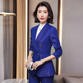 Moterų madingų kelnių, mėlynų rudų, juodų švarkų ir kelnių kostiumų grupės, biuro moteriški darbo kostiumai, 2023 m. rudens žiemos kostiumai