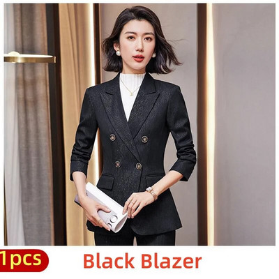 Moterų madingų kelnių, mėlynų rudų, juodų švarkų ir kelnių kostiumų grupės, biuro moteriški darbo kostiumai, 2023 m. rudens žiemos kostiumai