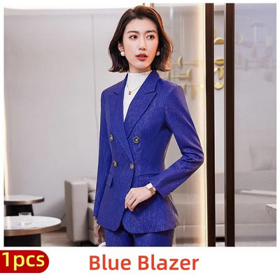 Moterų madingų kelnių, mėlynų rudų, juodų švarkų ir kelnių kostiumų grupės, biuro moteriški darbo kostiumai, 2023 m. rudens žiemos kostiumai