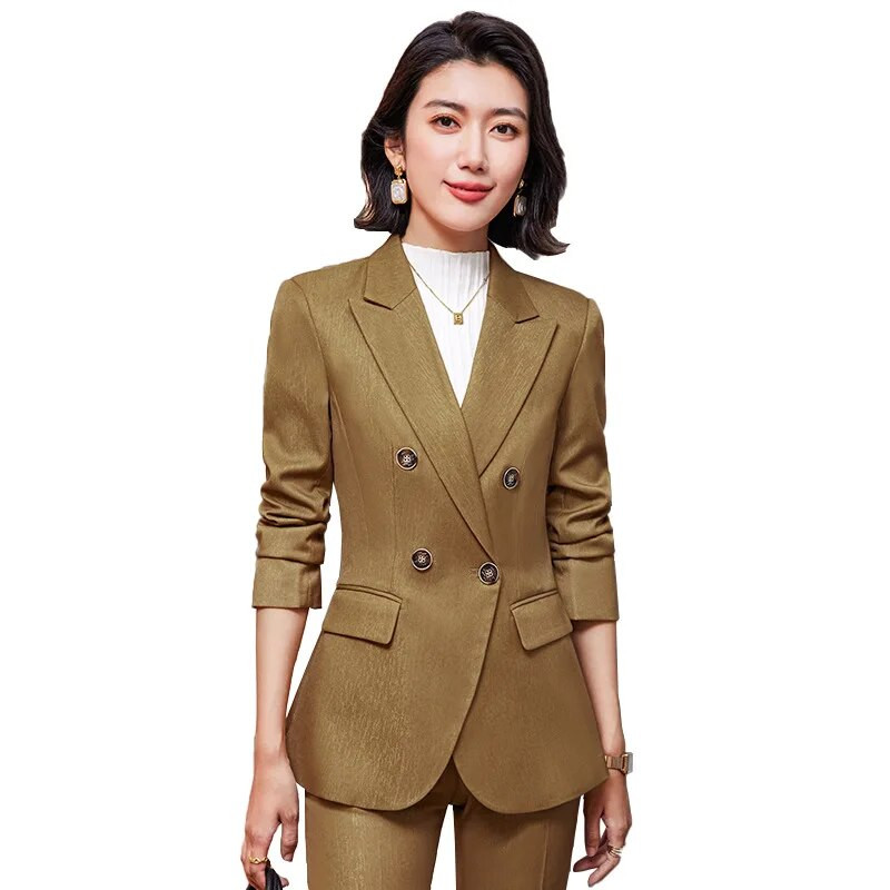 Moterų madingų kelnių, mėlynų rudų, juodų švarkų ir kelnių kostiumų grupės, biuro moteriški darbo kostiumai, 2023 m. rudens žiemos kostiumai