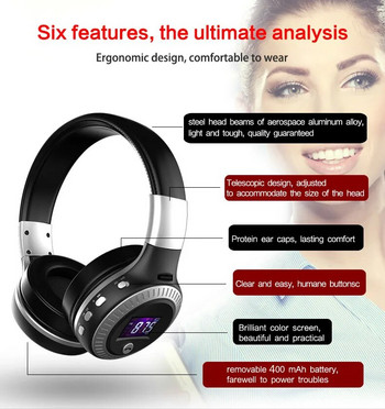 ZEALOT B19 Ακουστικά Bluetooth με μικρόφωνο Στερεοφωνικά μπάσα ακουστικά για iphone κινητό Υπολογιστή Ασύρματα ακουστικά με ραδιόφωνο FM