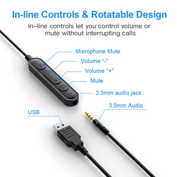 KINGSTAR H360 3,5 мм/USB кабелна слушалка Слушалка за център за обаждания с микрофон на ухото Компютърна телефонна слушалка Слушалка за контрол на звука Слушалка
