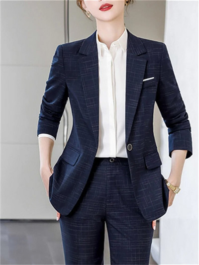 Yitimuceng Solid Sieviešu uzvalki Biroja komplekti 2023. gada jauni modes plāni, ar vienu pogu, garām piedurknēm, bleizeri ar augstu vidukli.